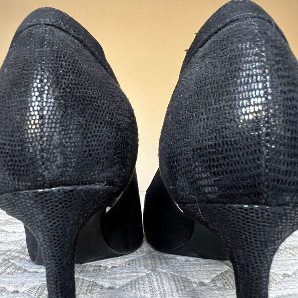 Kelly & Katie Zonya Black Faux Suede Textile Heels Pumps Women US 8.5 EU 39 Bow - Picture 16 of 16